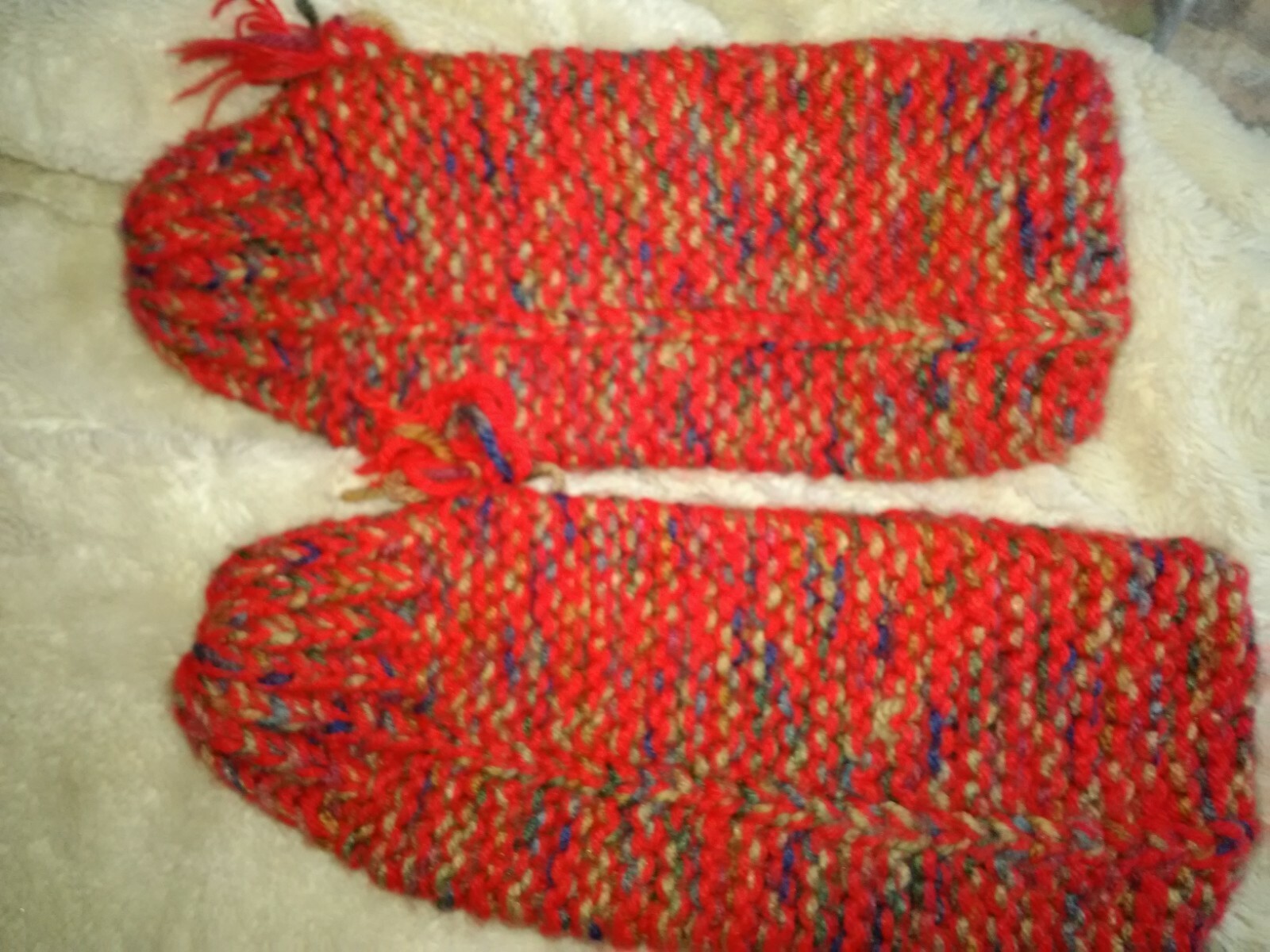 handmade knitted booties for adults sizes medium to large,color red 9
