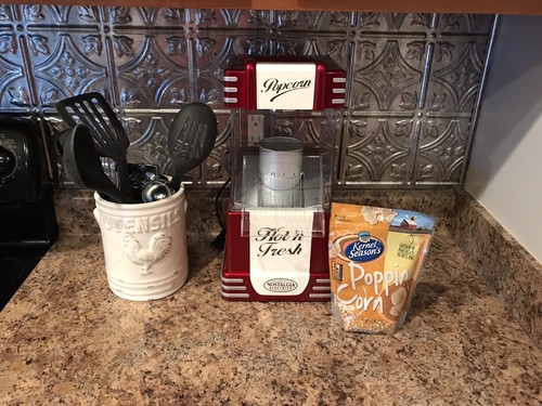 Nostalgia Electrics Hot Air Popcorn Maker Red Movie Time Popper Machine Table