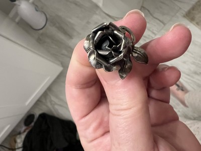 Vintage Rose Earrings Unmarked Silver tone