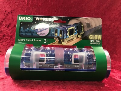 Metro Train & Tunnel Wooden Rail Toy 33970 Glow In The Dark 3-piece BRIO WORLD