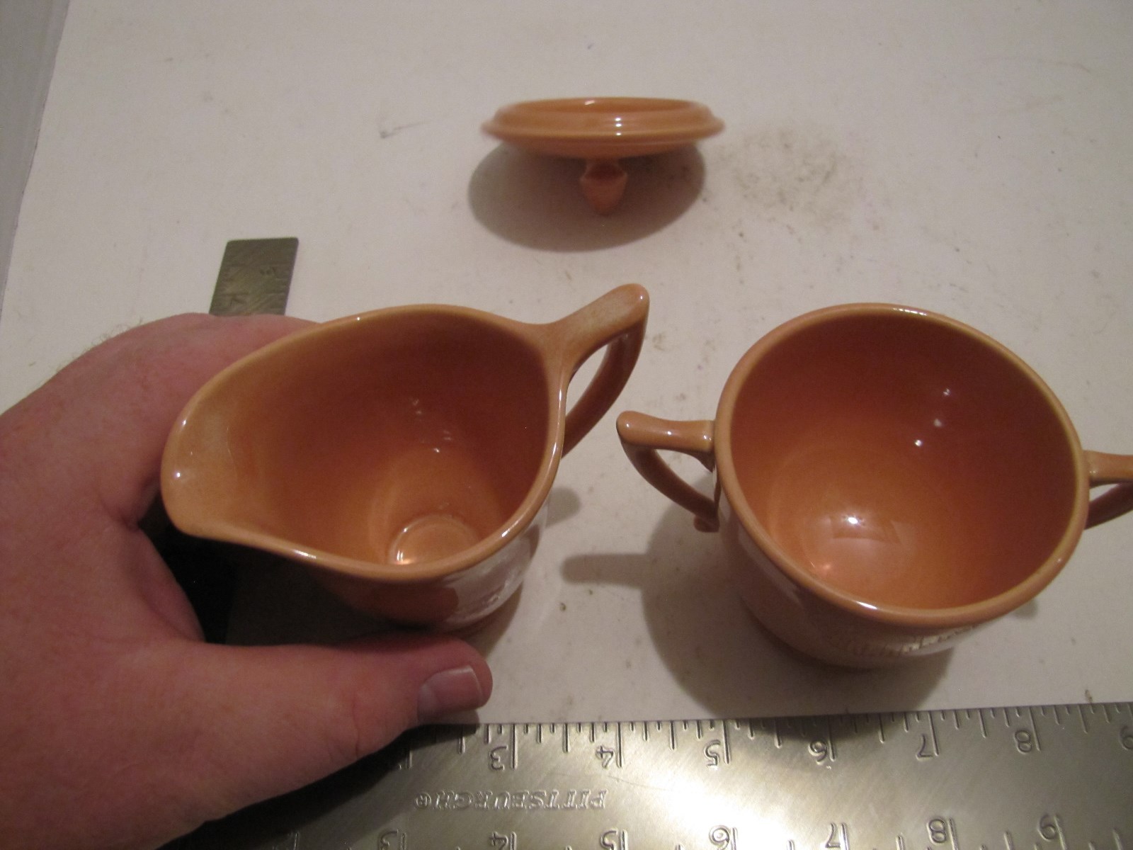 VINTAGE FRANCISCAN WARE SMALL SUGAR CREAMER SET PINK W/STICKERS CLEAN