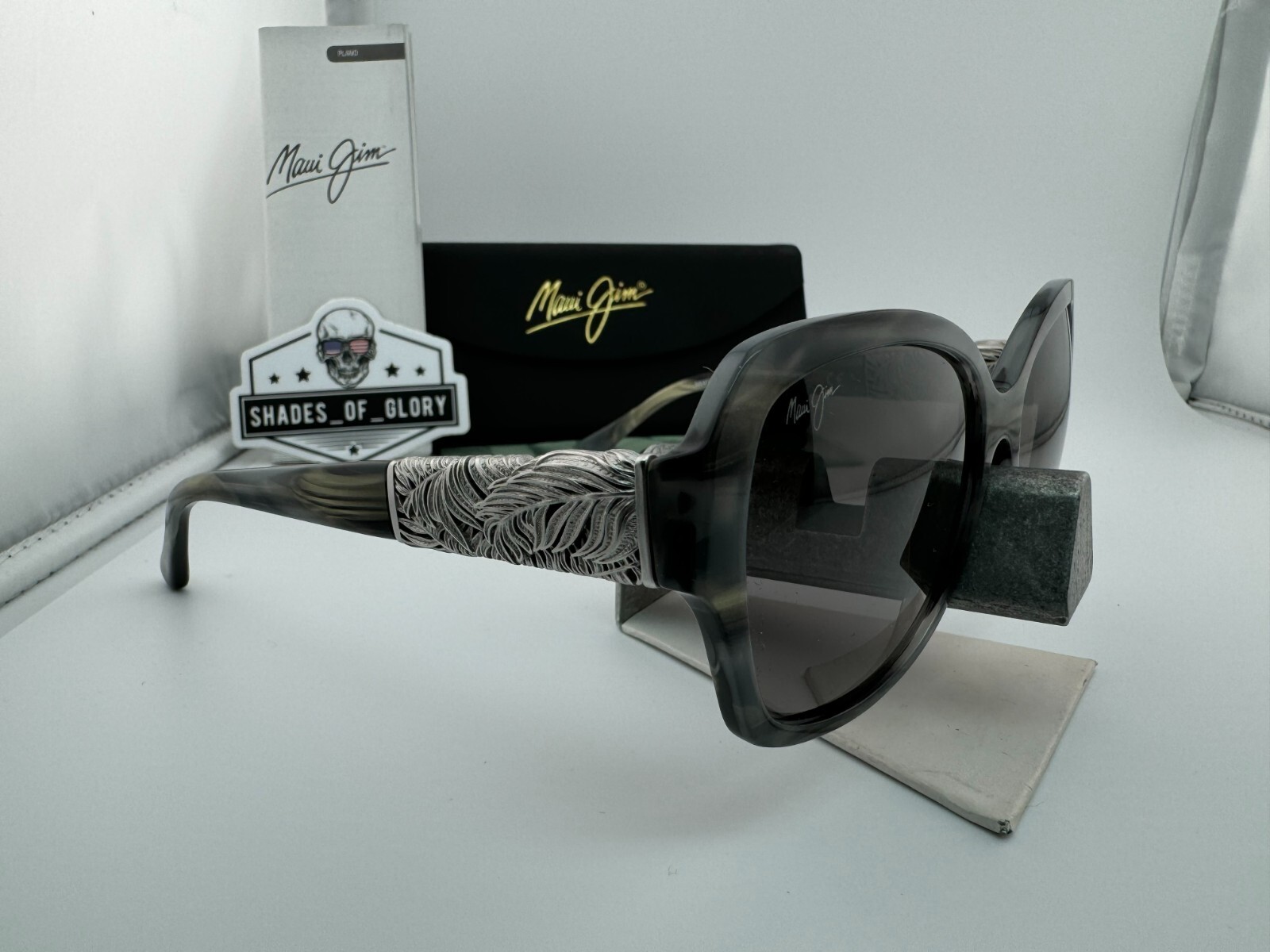 Pre-owned Maui Jim Swaying Palms Mj 530-91 Grey Pearl White Gold Grey Polarized Sunglasses In Neutral Grey Polarized