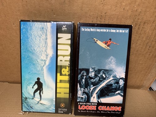 2x) Taylor Steele Surfing VHS Video Tape Lot - HIT & RUN