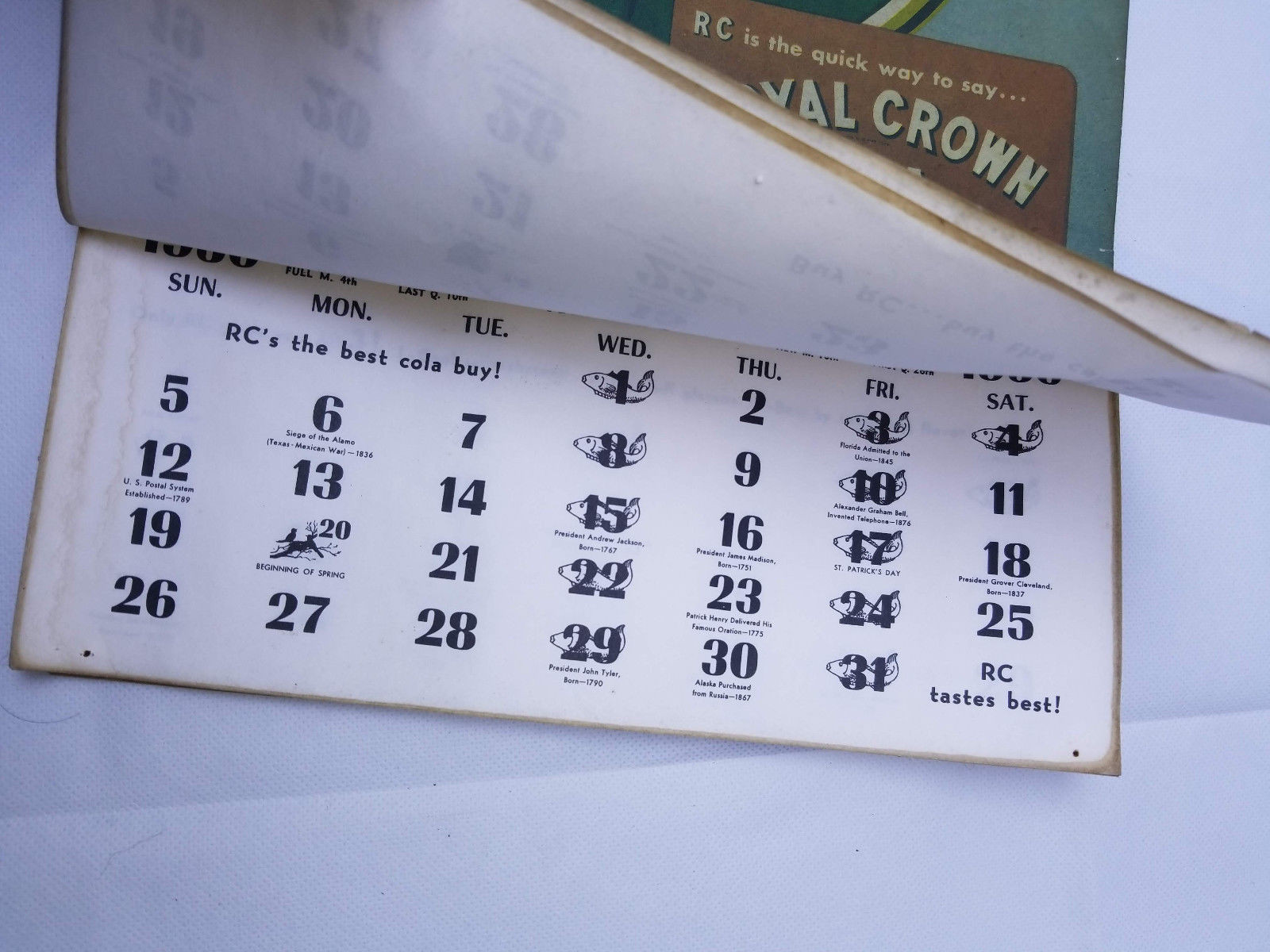 Vintage RC Cola Calendar Wanda Hendrix 1950 Royal Crown Soda