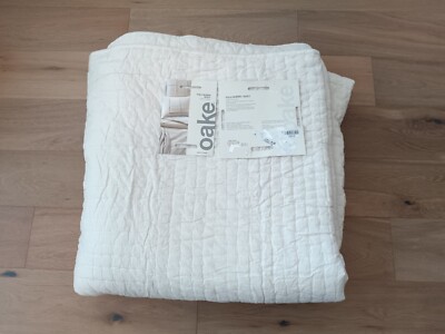 OAKE 100% Cotton patchwork Gauze Quilt, Lt Beige cream Quilt, FULL / QUEEN