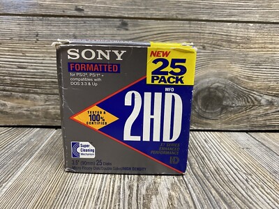 23* Pack SONY 3.5'' Micro Floppy Disk 2MB Double Sided IBM 10MFD-2HD New Color Pk