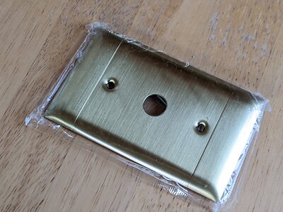 SIERRA ELECTRIC VTG 1 GANG BRUSHED BRASS TV OUTLET SINGLE HOLE COVER WALL PLATE