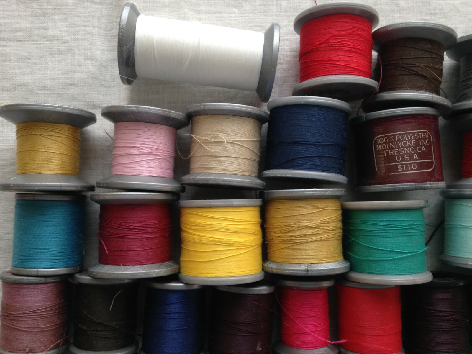 Lot of 55 Molnlycke Sewing Thread New & Used Large & Small Spools