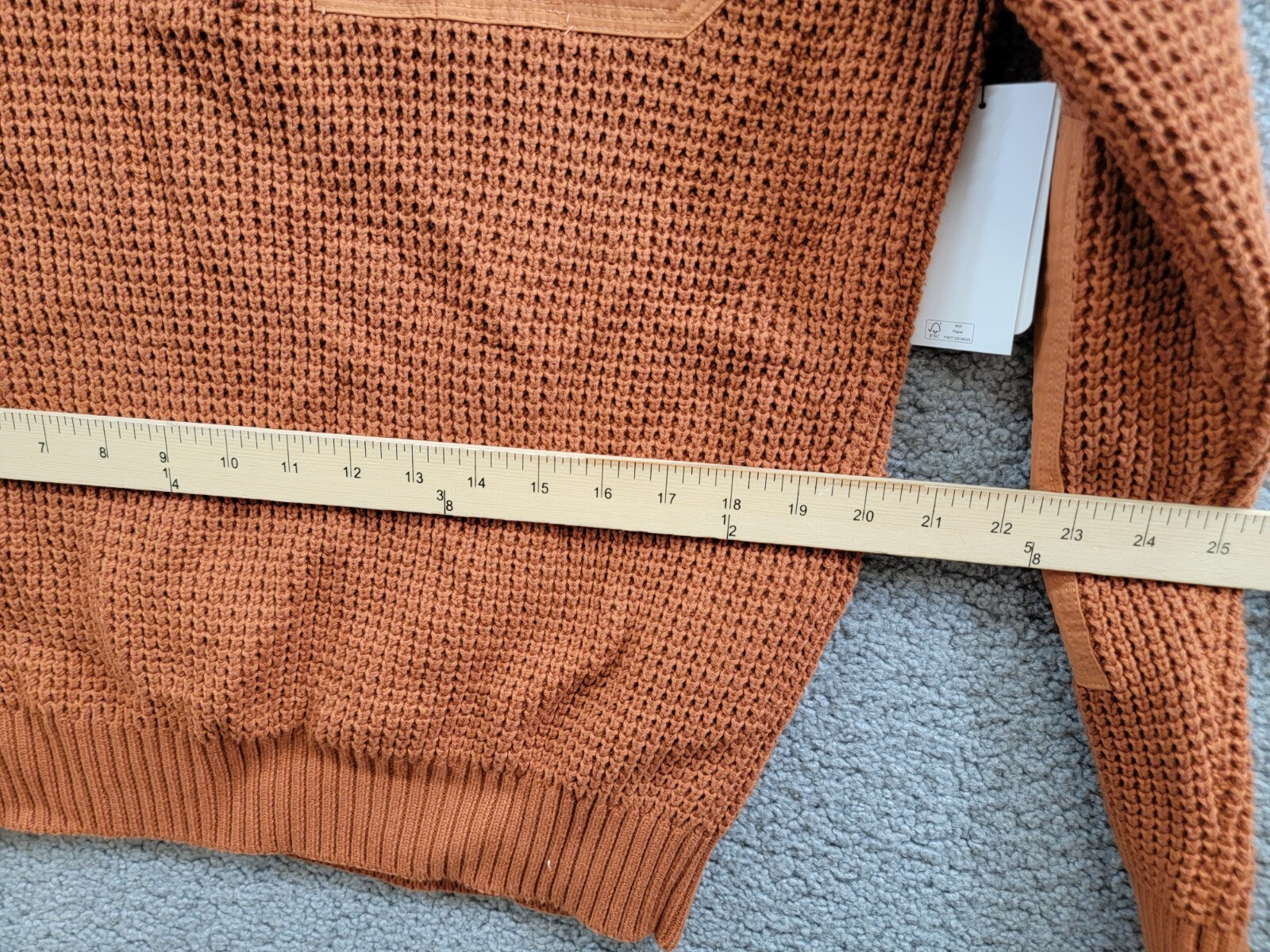 Bass Outdoor Quarter-Zip Long Sleeve Pullover Patch Sweater Men's L Burnt Orange - Picture 7 of 17