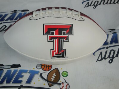 Texas Tech TTU Red Raiders official size white panel autograph logo football