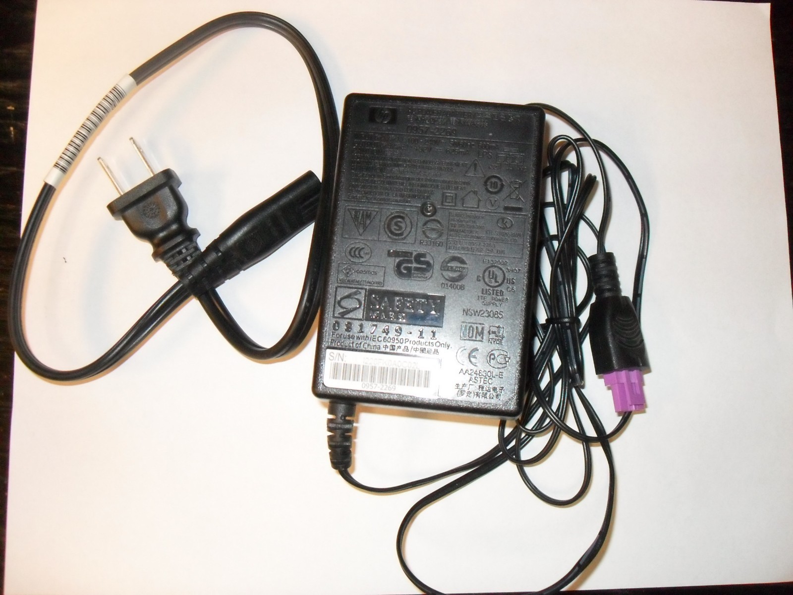 Genuine HP 0957-2269 OfficeJet 4500 Printer AC Adapter Power Cord Cable OEM