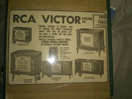 Vintage RCA VICTOR Color Television Advertisement Blk&Wht - Laminated - Original