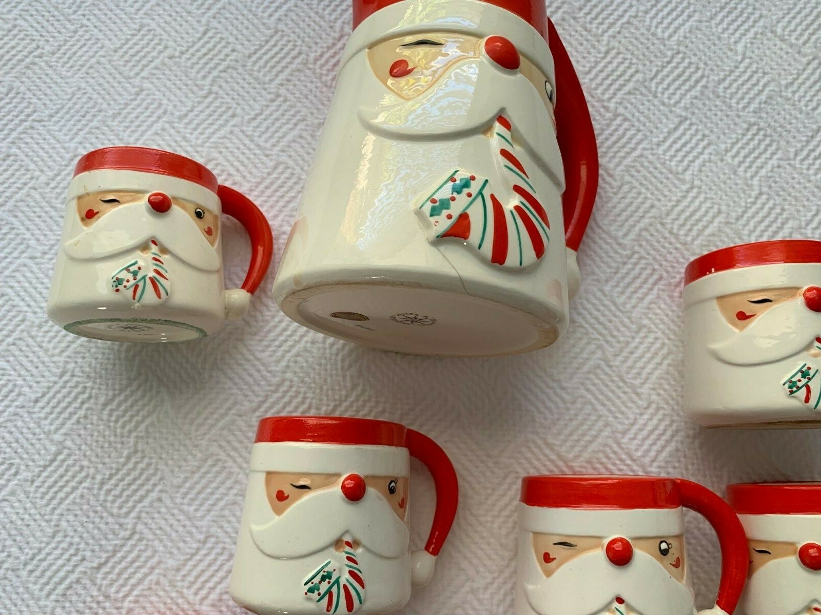 James Summers Winking Santa Set of 8 Mugs and Pitcher