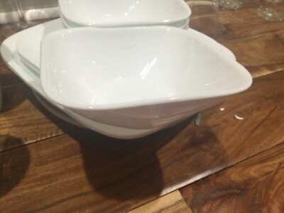Corning Corelle Boutique CHERISH Square cereal bowl(s) 6.5 '' New White Embossed