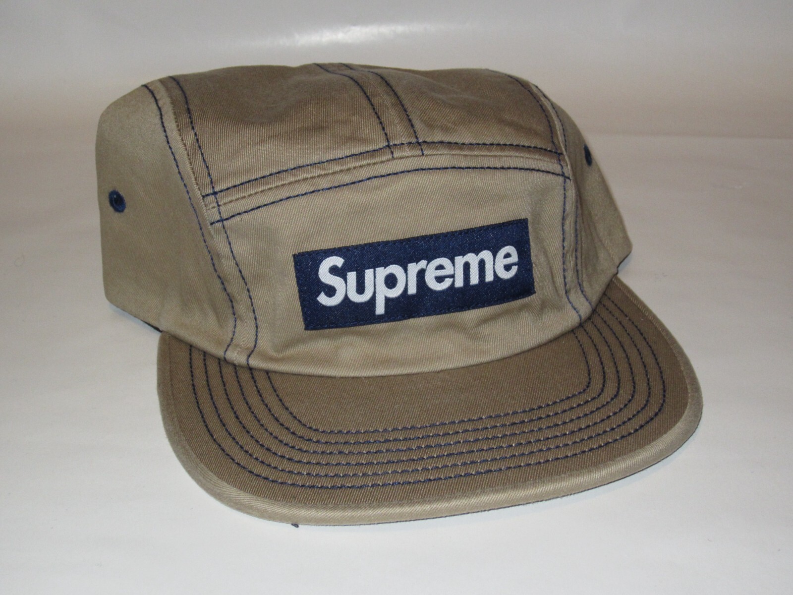 SUPREME New York Contrast Stitch Camp Cap TAN Hat Adjustable