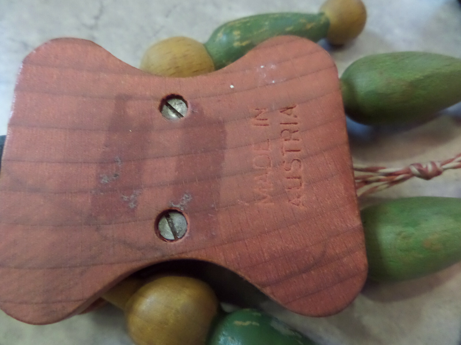 vintage wood wooden ornament made in austria pull string articulated
