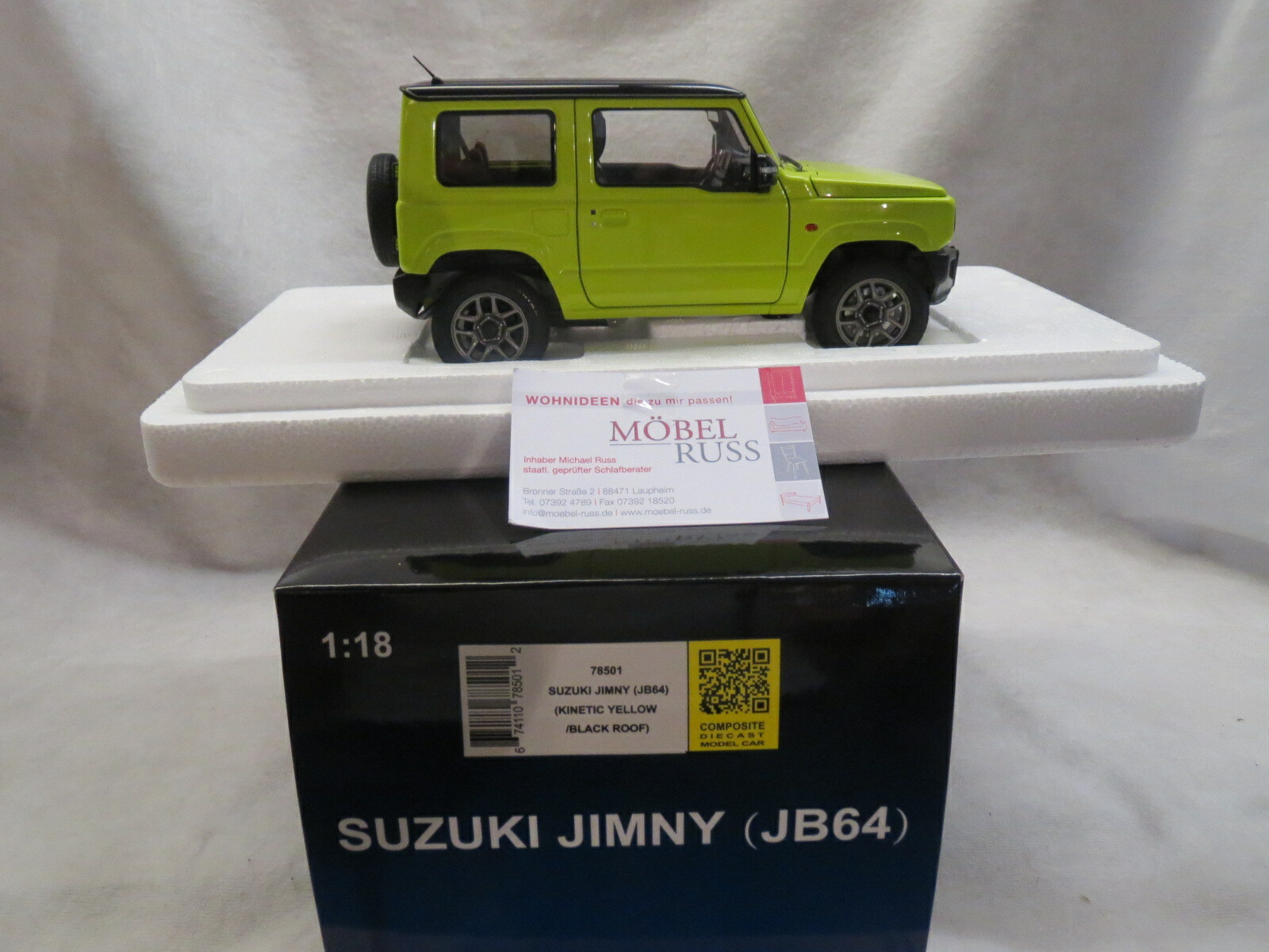 AutoArt 1/18 Suzuki Jimny　ジムニー　キネティックイエロ SUZUKI JIMNY JB64 Kinetic Yellow-Black Model, 1:18 Scale