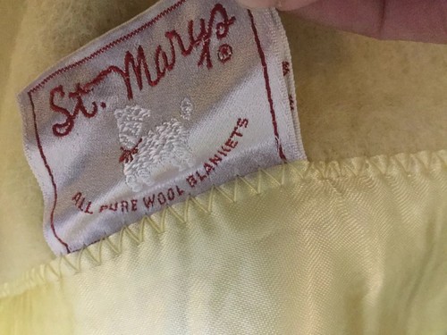 Vintage 100% Wool Baby Blanket St. Mary's RARE 42 x 60 Original Box NOS