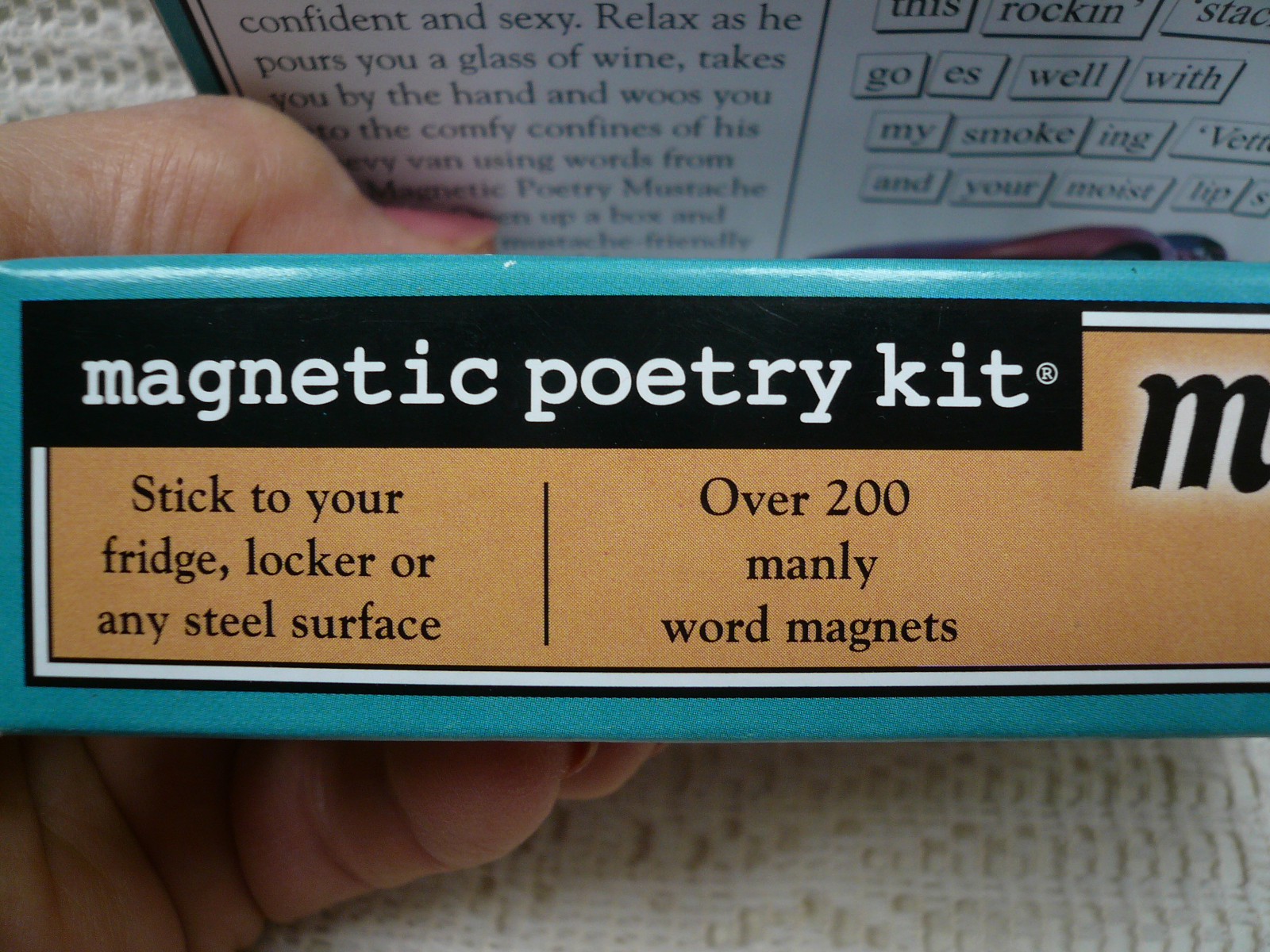 Magnetic Poetry Kit Mustache Poet Magnets 200 words/fragments Fridge Locker New