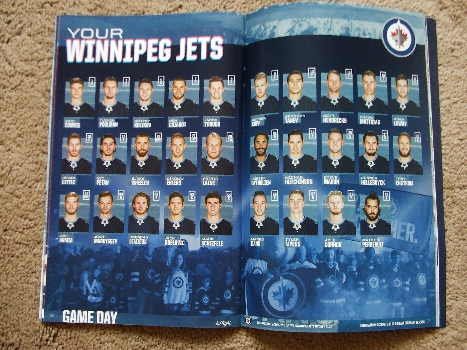 Winnipeg Jets vs Washington Capitals Hockey Program Feb.13/ 2018