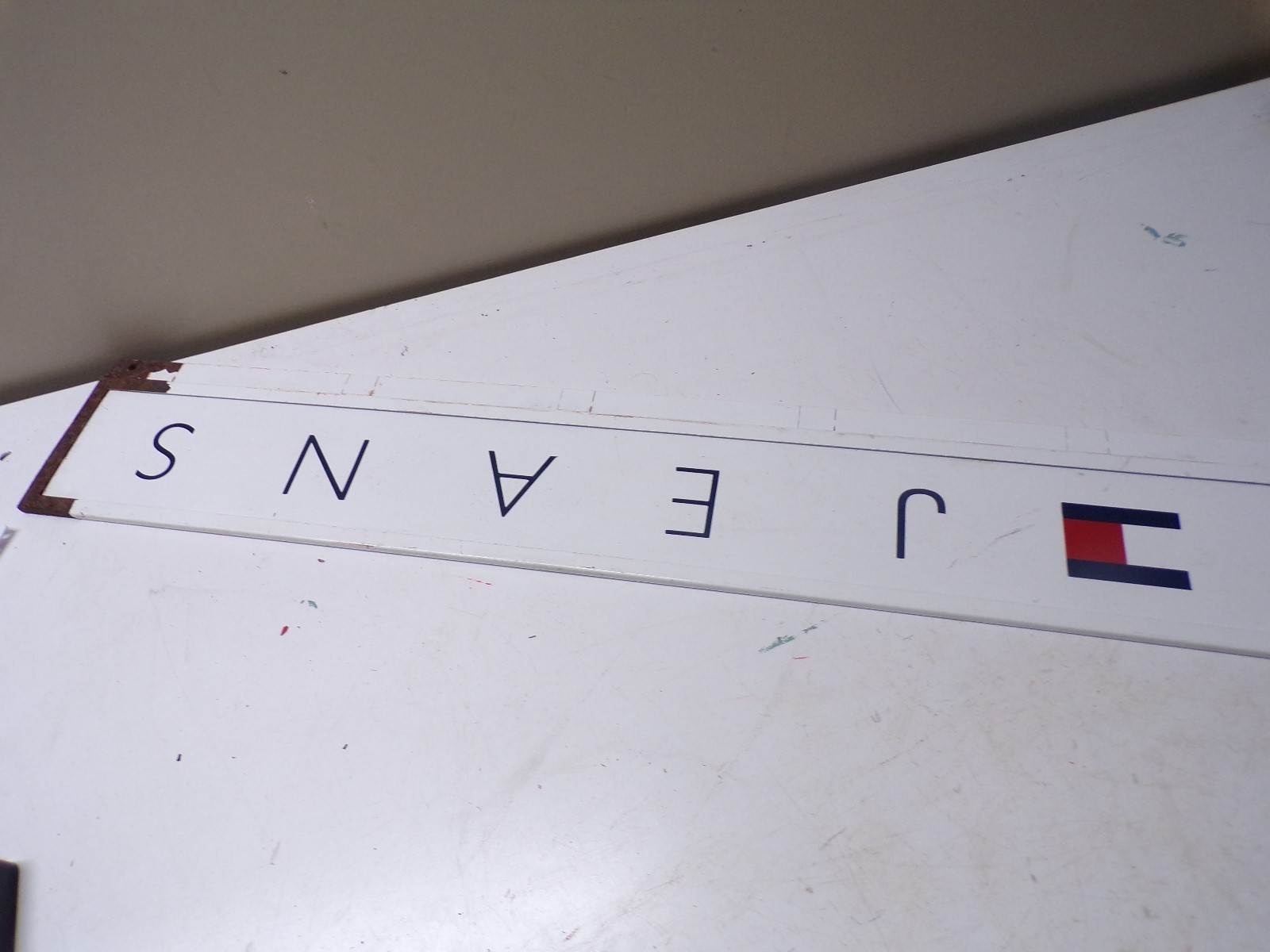 Old Tommy Halfiger Jeans Store Double Sided Metal Display Sign