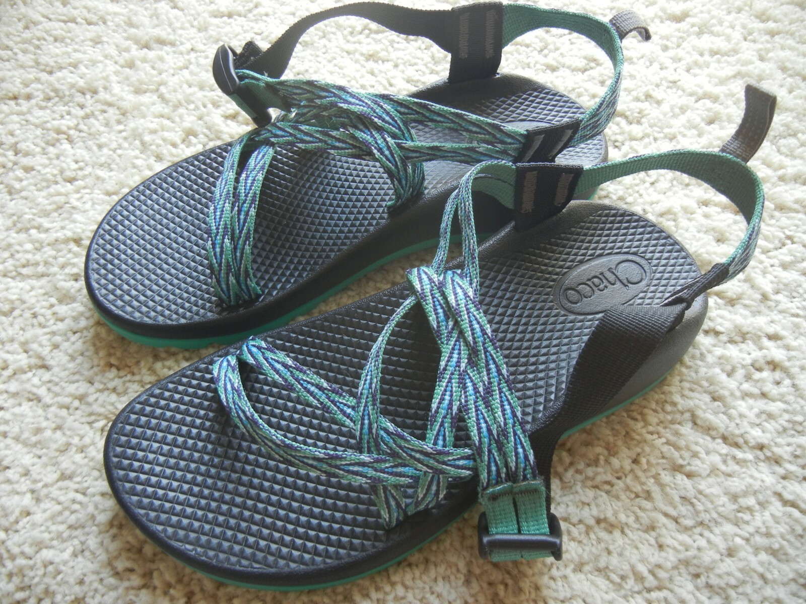 Chaco Women's Z/1 Sport Sandals Blue/green/purple pattern, 2 strap Size 5 |  eBay
