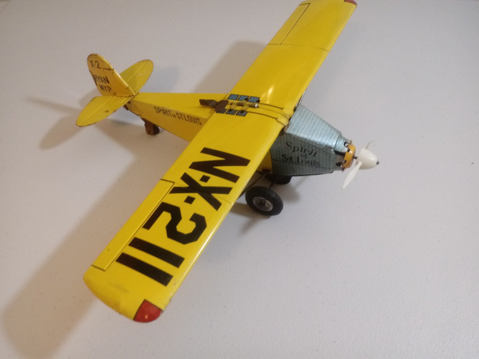 1960s JAPAN Friction Tin Toy AIRPLANE HTC Japan SPIRIT OF ST LOUIS Ryan NYP X2