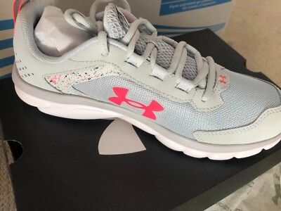 UNDER ARMOUR /UA GGS Assert 9 PTSPL /Gray + White Sneakers/ Size 4Y /BRAND NEW