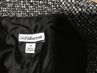 Croft&Barrow sz M checked dress jacket collar 5 button closure 2 pk lined