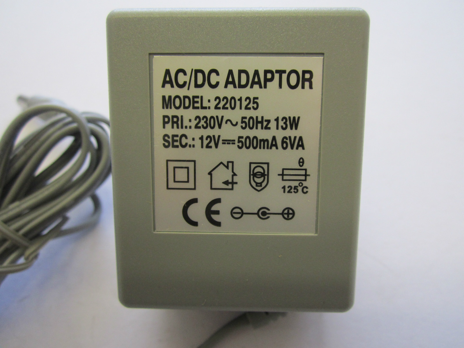 EU 12V 500mA 6VA AC/DC Adaptor Power Supply Model: 220125 5.5mm x 2.5mm ...