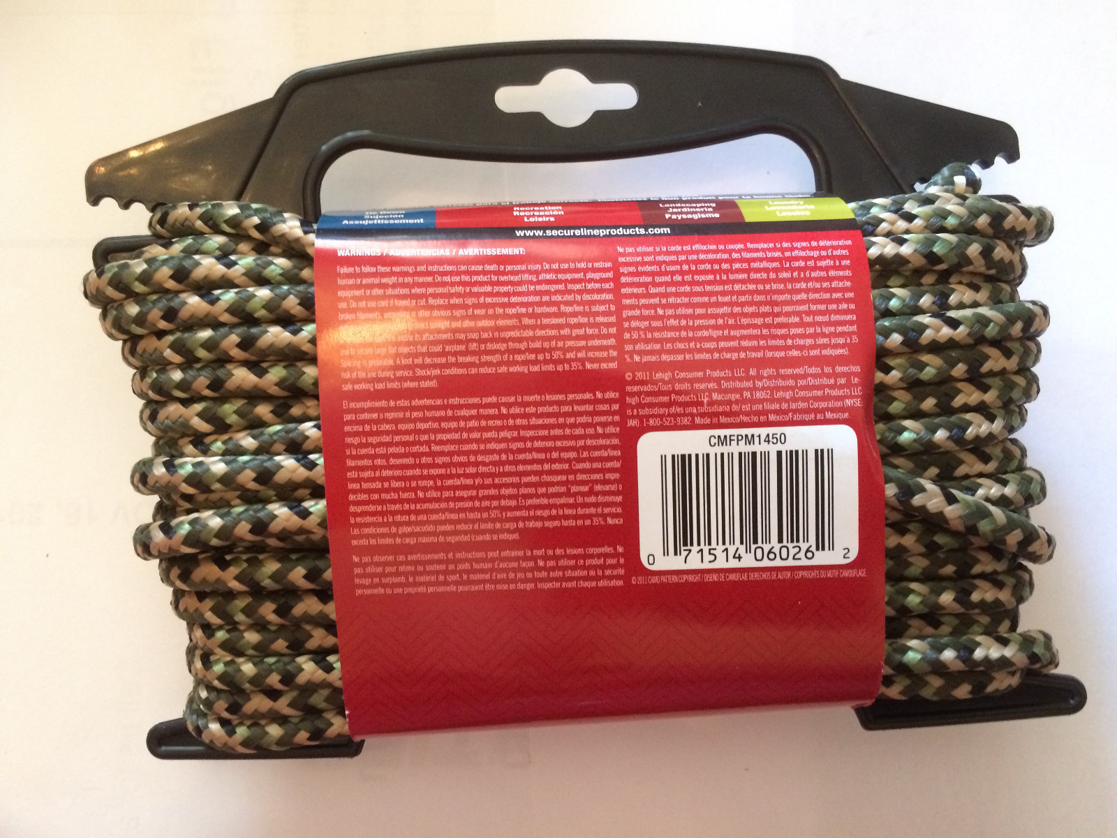 Camo Poly Rope Securline 50 FT x 1/4 IN Durable Design Resists Mildew Floats New