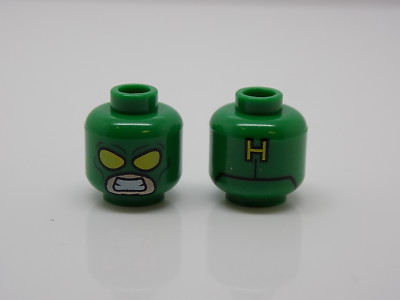 Lego Minifigure Head Green Minifig, Head Mask & Yellow Hydra Henchman  #30