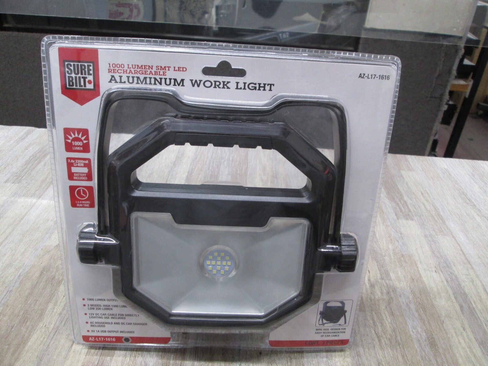 sure belt aluminum work light 1000 lumen set led az-l17-1616 new