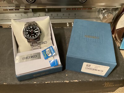 Seiko 5 Automatic New Model 21 Jewels Black  7S26 02W0 39mm Mens Watch **NICE**