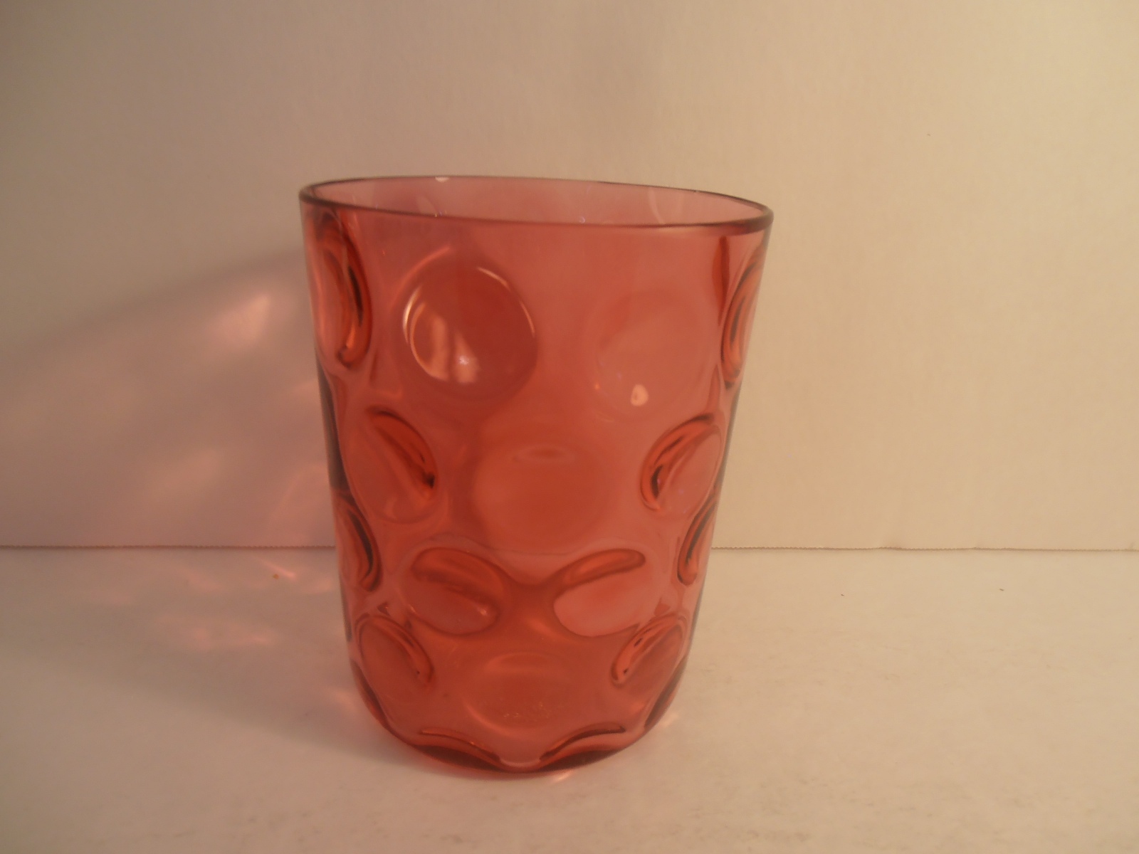 Antique Victorian Glass Tumbler Cranberry Inverted Thumb Print Polka Dot