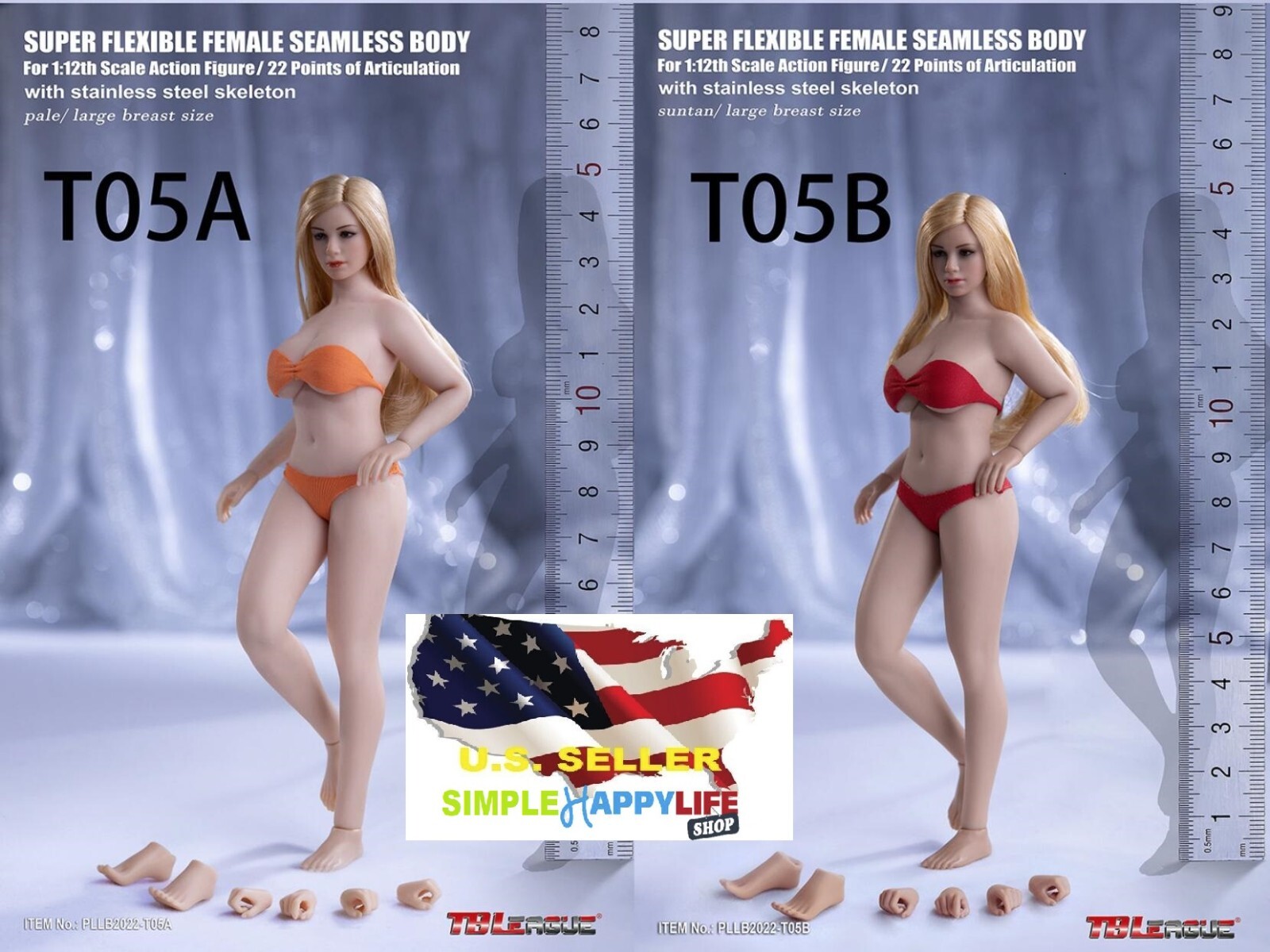 TBLeague 1/12 Seamless Female Body PLMB2022 T05A T05B Phicen