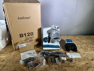 Amscope 40-2500X USB-C Rechargeable Binocular Compound Microscope+5MP Camera