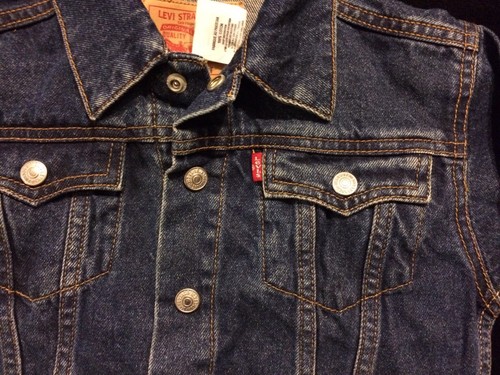 Levi's Dark Denim Jean Trucker Jacket Kids Youth 2T Child Snap Red Tab NEW