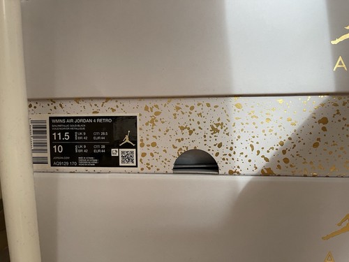 Pre-owned Jordan Size 11.5w/10m- Air  4 Retro Metallic Gold W In White