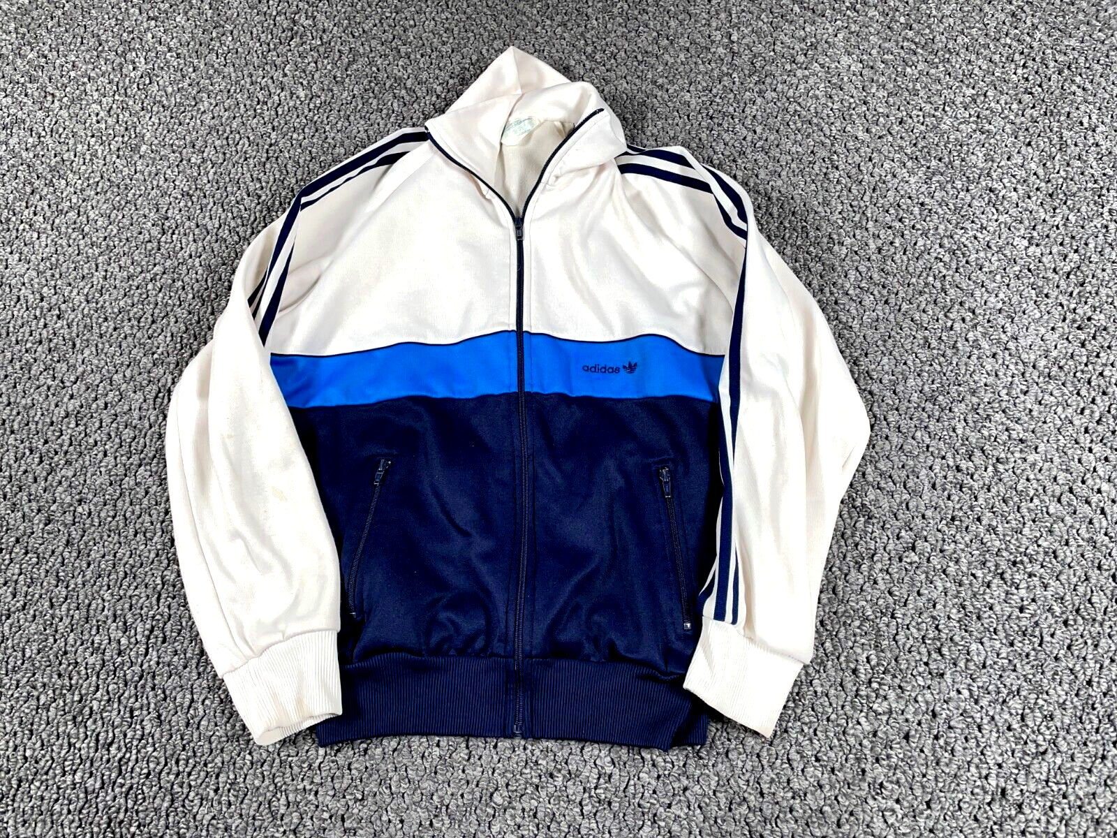 VTG 80s adidas Zip Track Jacket Adult Medium (Large Tag