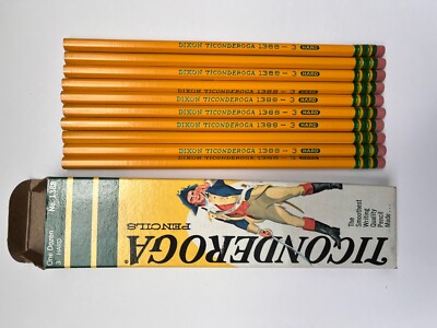VTG Dixon Ticonderoga 1388#3 Hard 10 Unsharpened Pencils w/ Box, Made in USA