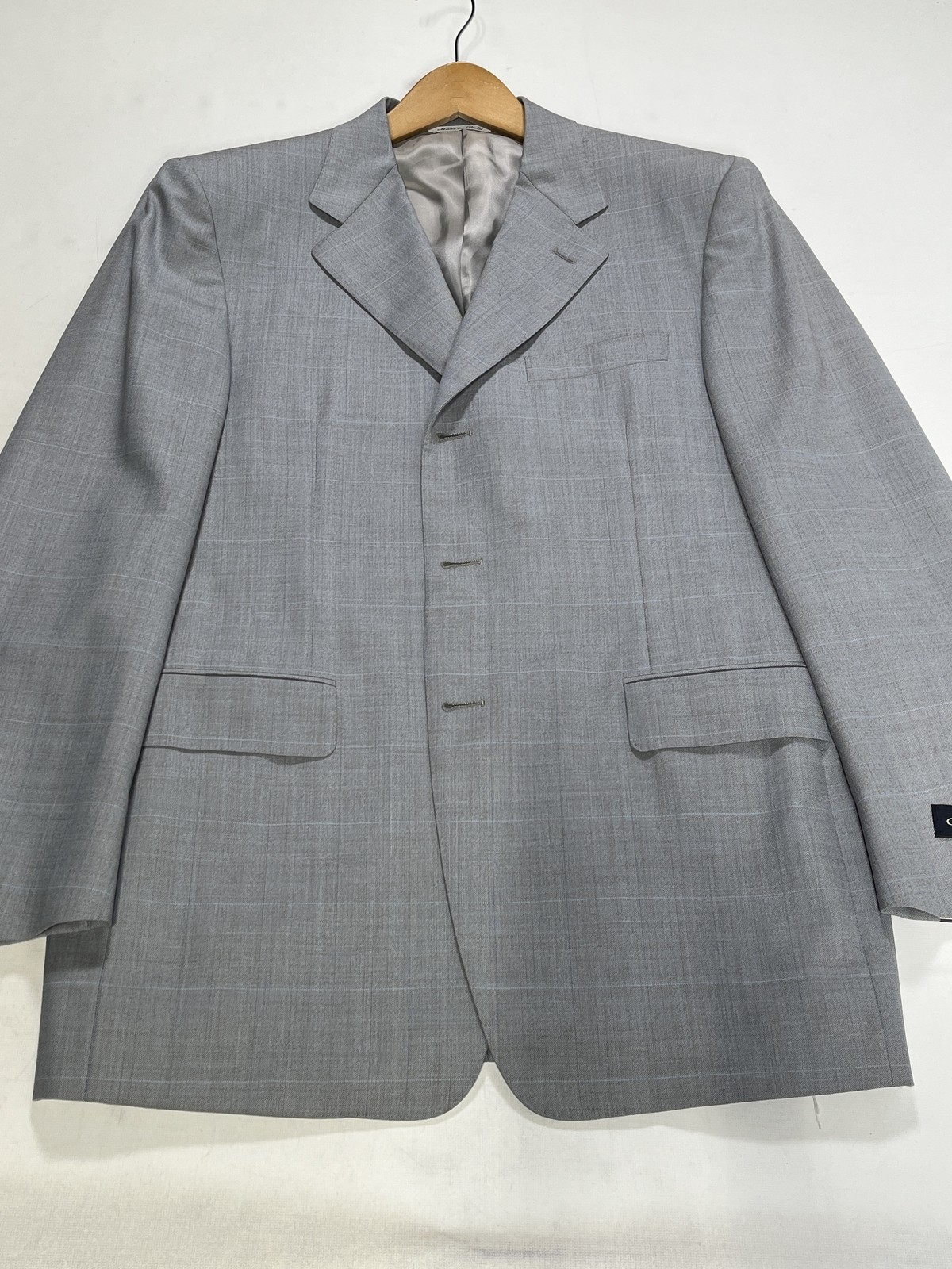 Mens Canali Gray 3 Button Classic Windowpane Wool Sports Coat 50R NEW