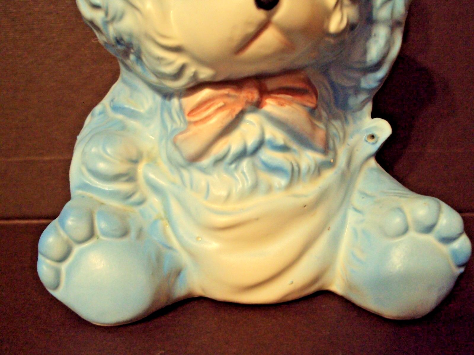 Vintage 1964 RELPO Blue Teddy Bear Planter Baby Nursery Japan Ceramic Label