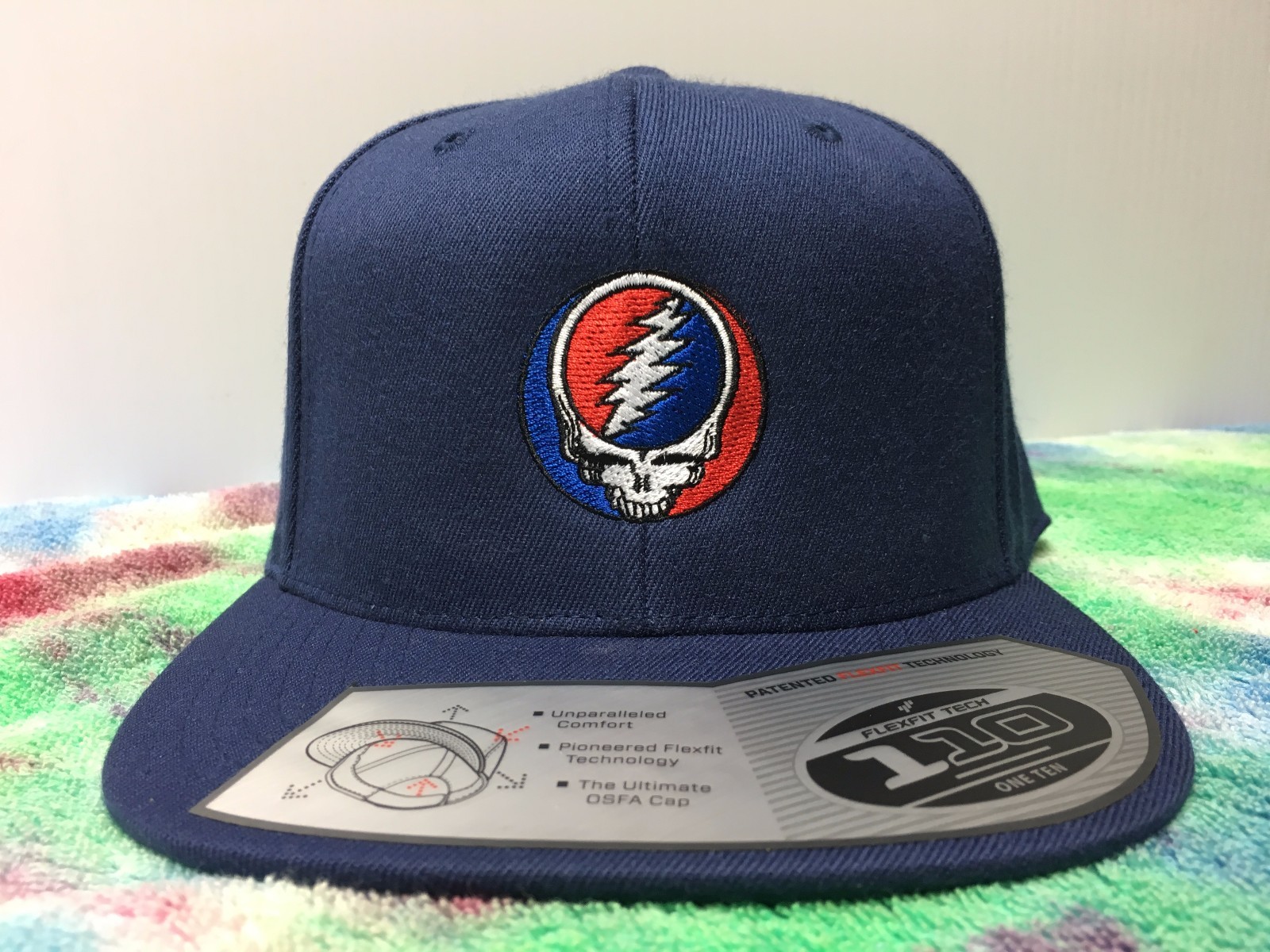 Grateful Dead Steal Your Face Embroidered Flat Bill Snapback Flexfit Ball Cap