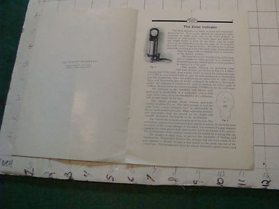 Vintage brochure: ZEISS INDICATOR george scheerr co. 1931; 8pgs