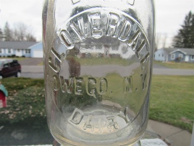 TREQ Milk Bottle Cloverdale Dairy Farm Owego NY TIOGA COUNTY 1924