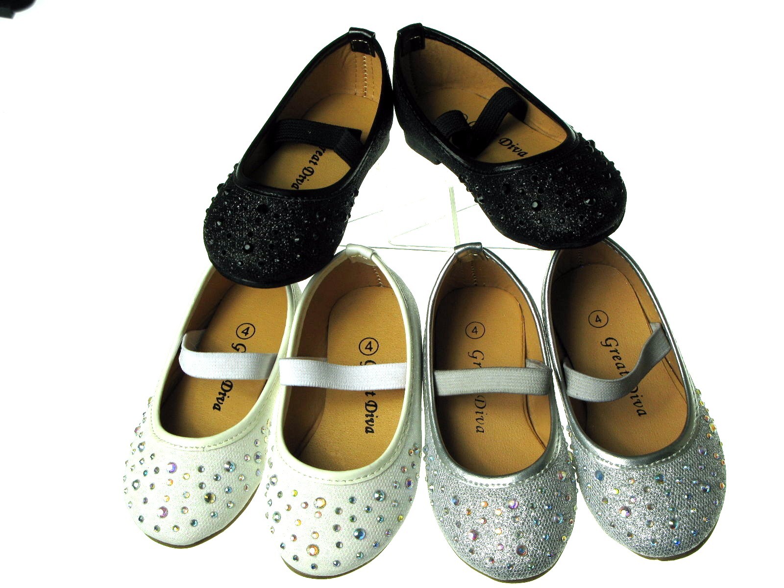 Baby Toddler Girls Studded Dress Shoes Ballet Flats Slip-On Pageant Sz 4-9
