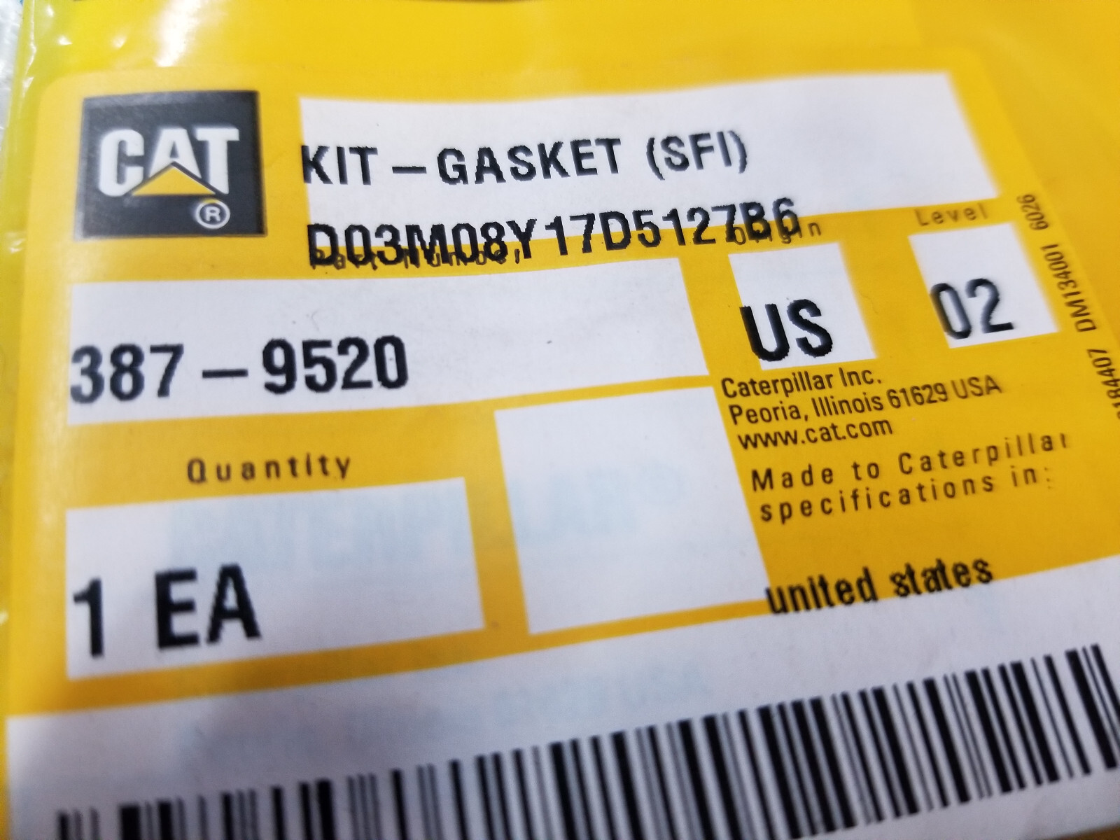 OEM CATERPILLAR 387-9520: GASKET (SFI) KIT 3879520 FUEL KIT - Picture 1 of 2