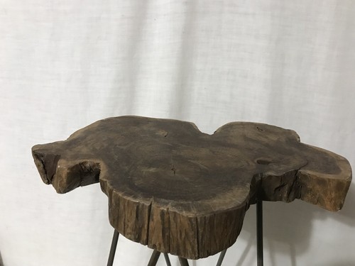 Walnut Live Edge & Wrought Iron Leg Stool