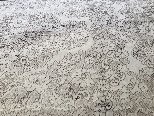 VTG QUAKER LACE TABLECLOTH Linen NATURAL 90”X66” BANQUET